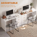 HOMCOM Computer Desk with 3 Drawers and File Drawer, Reversible Layout – 120 cm Home Office Desk, White