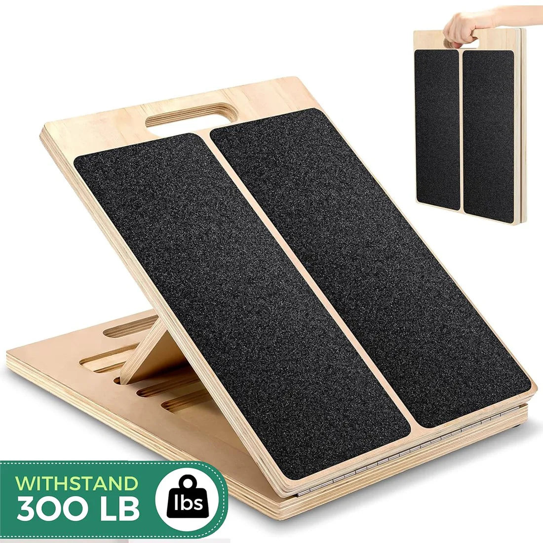 Wooden Slant Board Calf Stretcher with 5 Adjustable Angles – Foldable Incline Board for Yoga & Stretching