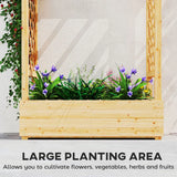 Outsunny Wooden Garden Planter with Trellis, Hanging Roof and Drainage Holes – Raised Bed, 110 cm, Natural