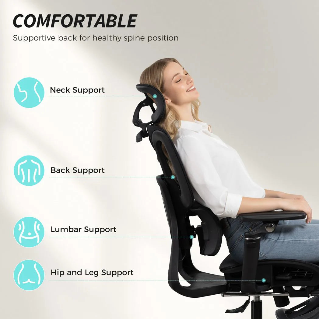 HOMCOM High Back Ergonomic Office Chair with 6D Armrests, Lumbar Support & 135° Recline, Mesh, Black