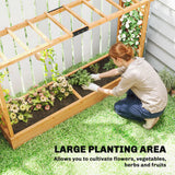 Outsunny Wooden Raised Planter with Trellis, Hanging Roof and 8 Drainage Holes – Fir Wood Garden Bed