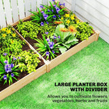 Outsunny Wooden Raised Garden Bed with Divider and Open Bottom – Planter Box for Flowers, Herbs and Vegetables