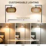 HOMCOM Boho Dimmable LED Floor Lamp with Remote Control – Adjustable Colour Temperature, Double Shade, Black