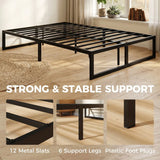 HOMCOM 4ft6 Double Metal Bed Frame with Underbed Storage and 12 Steel Slats – Noise-Free, Black