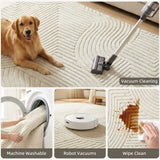 HOMCOM Modern Geometric Plush Rug, Non-Slip, 200 x 140cm – Cream