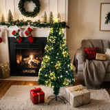 4ft Pre-Lit Fibre Optic Christmas Tree with Star Topper – 130 Branch Tips, Green