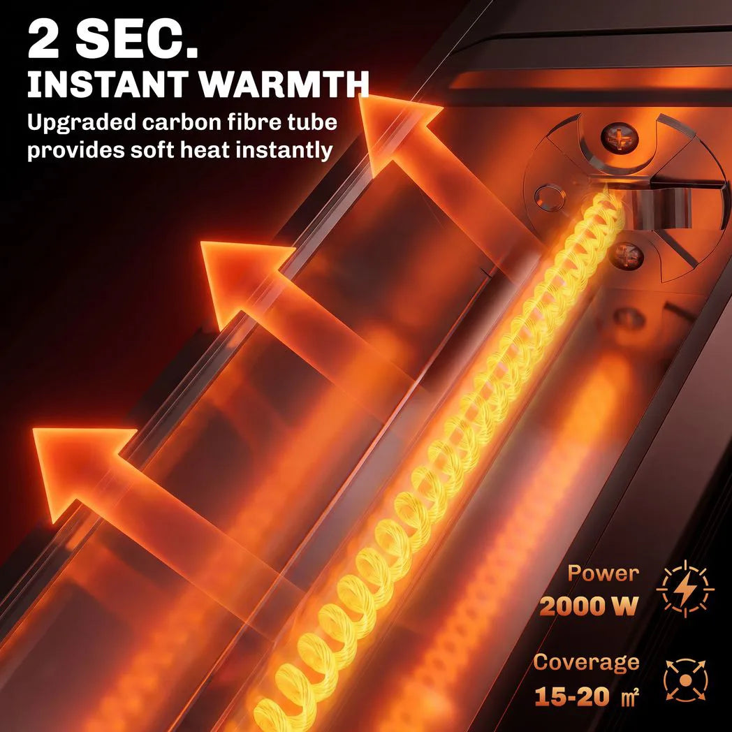 Outsunny 2000 W Electric Infrared Patio Heater with APP and Remote Control – IP65 Wall Mounted, Black