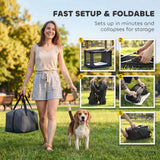 PawHut Foldable Soft Dog Crate with Removable Pad and Mesh Windows, 76 x 54 x 54 cm – Pet Travel Carrier, Army Green