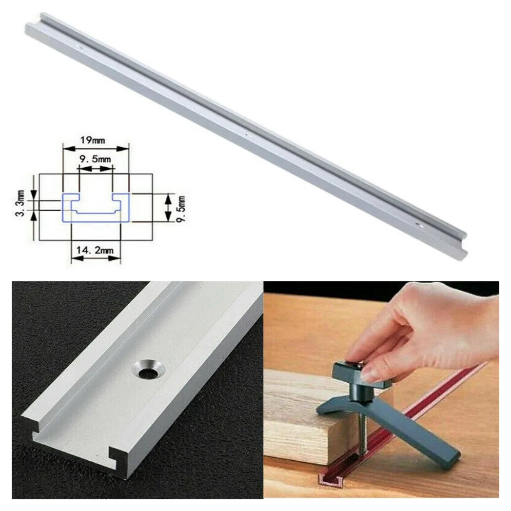 T-Slot T-Track Aluminium Alloy Miter Track Jig Fixture, 1000mm – Woodworking Rail Clamp, Silver