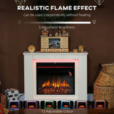 HOMCOM 2000W Electric Fireplace with Faux Flame, 23-Hour Timer, Thermostat and Remote – White