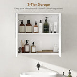 HOMCOM Double-Door Wall-Mounted Bathroom Mirror Cabinet with Adjustable Shelf – Bathroom Storage, White