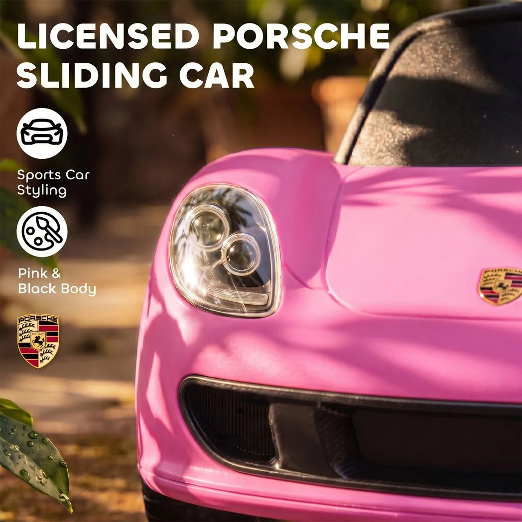 AIYAPLAY Porsche Licensed Toddler Ride On Car with Horn, Headlights & Sounds – Push Car for 18–36 Months, Pink