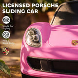 AIYAPLAY Porsche Licensed Toddler Ride On Car with Horn, Headlights & Sounds – Push Car for 18–36 Months, Pink