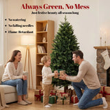 HOMCOM 5ft Hinged Artificial Christmas Tree with 1620 PE and PVC Tips and Fir Wood Base, Green