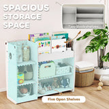 AIYAPLAY Bear Kids Toy Storage Unit with Open Bookshelf – Organiser for Bedroom, Nursery & Playroom, White