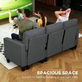 HOMCOM Three-Seater Storage Sofa Bed with Fold-Out Design and 110 cm Chaise Storage – Charcoal Grey