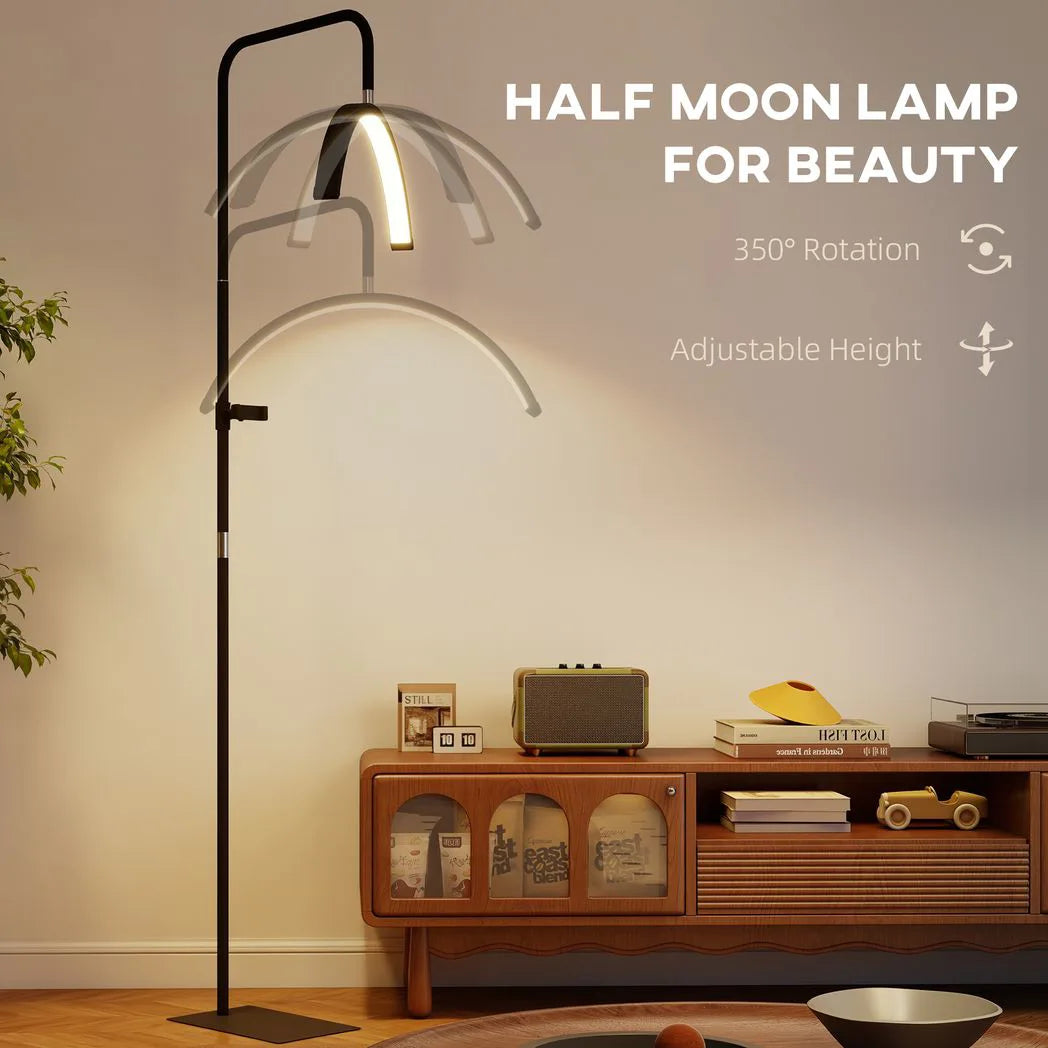 HOMCOM Half Moon Beauty Floor Lamp, Dimmable – Black