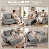 HOMCOM 2 Seater 4-in-1 Convertible Sofa Bed with Dual Pull-Out Beds and Side Pockets – Chenille, Grey