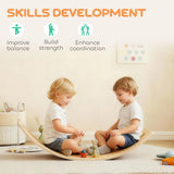 AIYAPLAY Kids Wooden Balance Board with Pull Rope and Silent Felt Base – Toddler Wobble Board for Ages 3-6