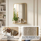 HOMCOM Modern Rectangular Wall Mirror with Storage Shelf, 70 x 50 cm, Gold Tone