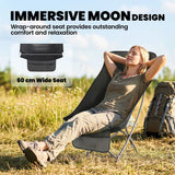 Outsunny Folding Moon Chair with Side Pocket & Carry Bag – Heavy Duty 120kg Camping Chair for Adults, Black