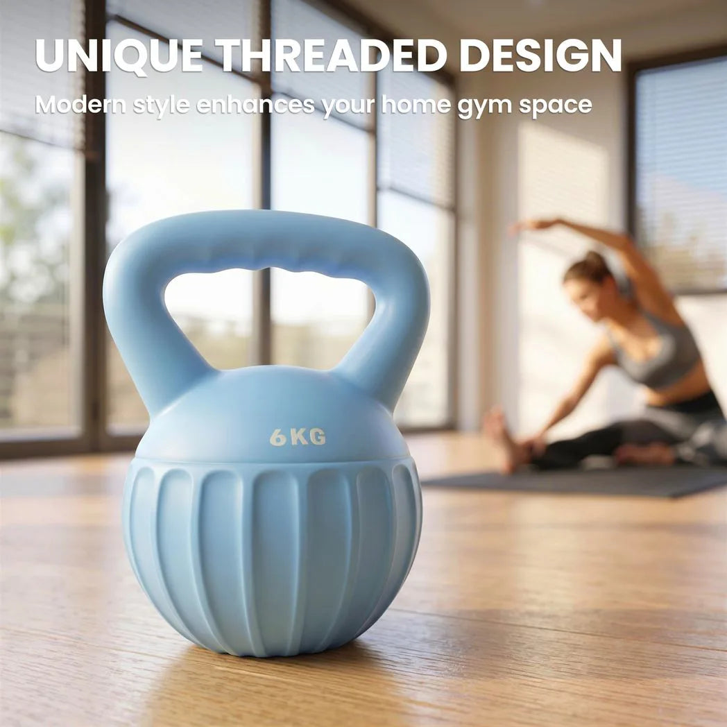 SPORTNOW 6kg Kettlebell with Non-Slip Handle & Flat Base – Sand-Filled Strength Training Weight, Blue