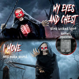 HOMCOM 170cm Life Size Animated Grim Reaper Halloween Decoration