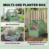 Outsunny 61 x 61cm Garden Planter Bed, with Cover – Green and Silver