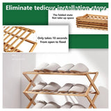Foldable 4-Tier Bamboo Shoe Rack – No Assembly Required, Natural