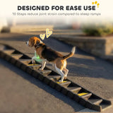 PawHut Folding Dog Car Ramp with 10 Anti-Slip Steps, 154cm – Pet Stairs for Cars, Trucks & High Beds, Black