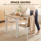 HOMCOM Three-Piece Compact Dining Set with Square Table and 2 Chairs – Space-Saving, Oak Wood Effect