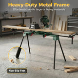 HOMCOM Universal Mitre Saw Stand with Adjustable Rollers and Support Arms – Portable Folding Stand, 150kg Load