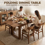 HOMCOM Folding Dining Table with Under-Table Storage – Extendable Kitchen Table for 4, Grey Wood Effect