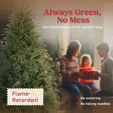 HOMCOM 7ft Full Spruce Artificial Christmas Tree with 2942 Realistic Dense Tips, Foldable Metal Stand – Easy Assembly, Green
