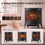 HOMCOM 2000W Electric Fireplace Stove with Realistic LED Flame – Freestanding Log Burner Heater, Black