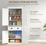 HOMCOM Kitchen Storage Cabinet with Drawer and Adjustable Shelves, Traditional Beadboard Style – White
