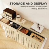 HOMCOM Rustic-Look Radiator Cover with Top Drawers, 93 x 119cm – Slimline Heater Guard, Oak