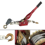 4 Ton Dual Gear Hand Winch with Double Hooks – Heavy Duty Wire Rope Cable Puller, 1.7m Rope