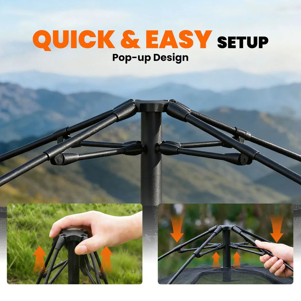 Outsunny 2-3 Person Pop Up Tent with 3000mm Waterproof Rating, UPF50 & Mesh Windows – Instant Camping Tent, Green