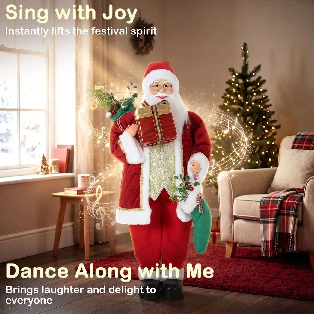 HOMCOM 4ft Singing Dancing Santa with Stocking