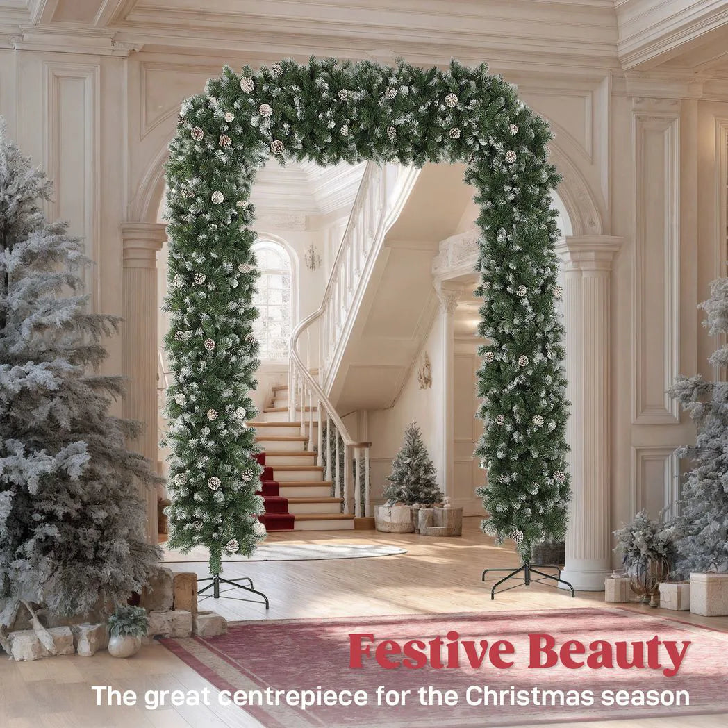 HOMCOM 8.2 ft Snow Frosted Christmas Tree Arch