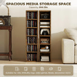 HOMCOM Set of 2 CD Media Storage Towers with Adjustable Shelves, Holds 204 CDs, Rustic Brown