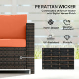 Outsunny 3-Seater Rattan Garden Sofa – Weather-Resistant Outdoor Sofa with Cushions, Orange