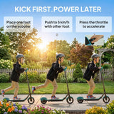 SPORTNOW Electric Scooter for Kids with LED Display, RGB Lights and Handbrake – Kick-to-Start, Green