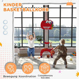 AIYAPLAY 5-in-1 Dinosaur Basketball Set with Adjustable Stand, Golf & Ring Toss – Indoor Kids Sports Toy, Red