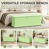 HOMCOM 114L Storage Chest Bench with Safety Hinge and Non-Slip Feet – Bedroom Blanket Box and Hallway Trunk, Green