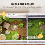 PawHut Wooden Tortoise House with Dual-Zone Habitat and Clear Panels – Vivarium for Small Pets, Grey