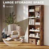 HOMCOM Six Shelf Bookcase with Adjustable Shelves and Anti-Tip Kit – Display and Storage Unit, Rustic Brown
