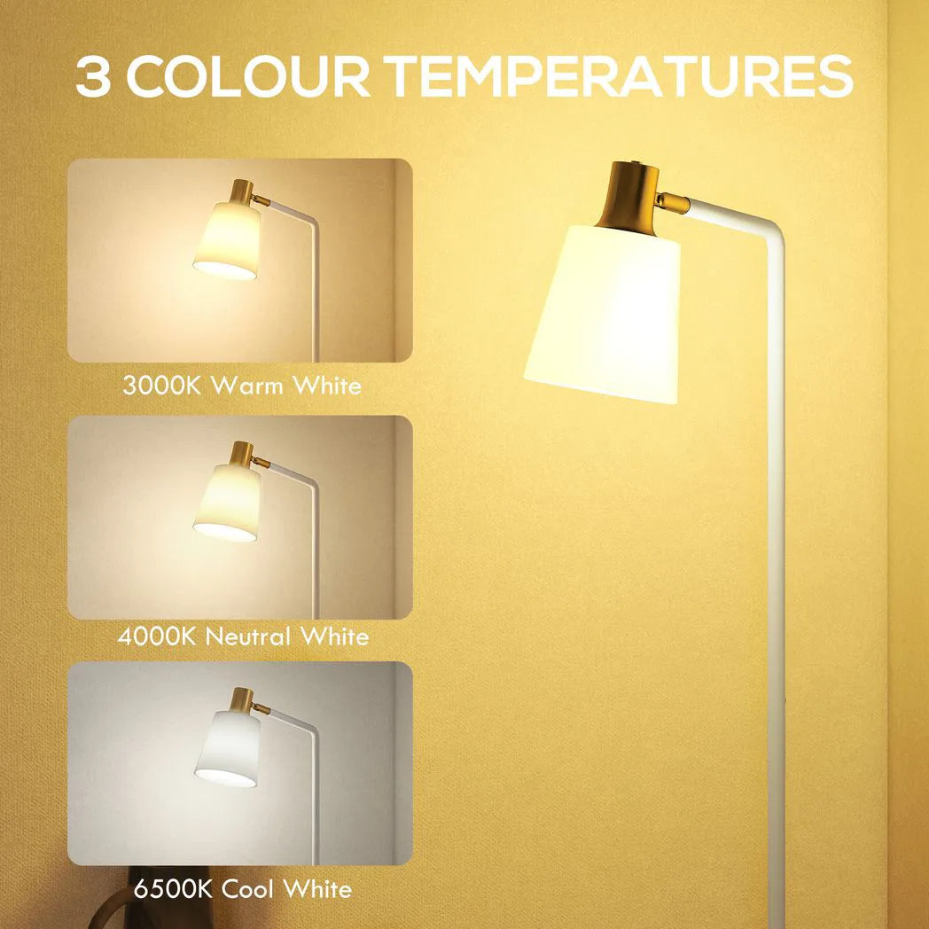 HOMCOM Modern Floor Lamp with Rotatable Head – White