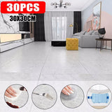 30 Pack Self-Adhesive PVC Marble Effect Tiles, 30 x 30 cm – Peel & Stick for Kitchen & Bathroom, Light Grey